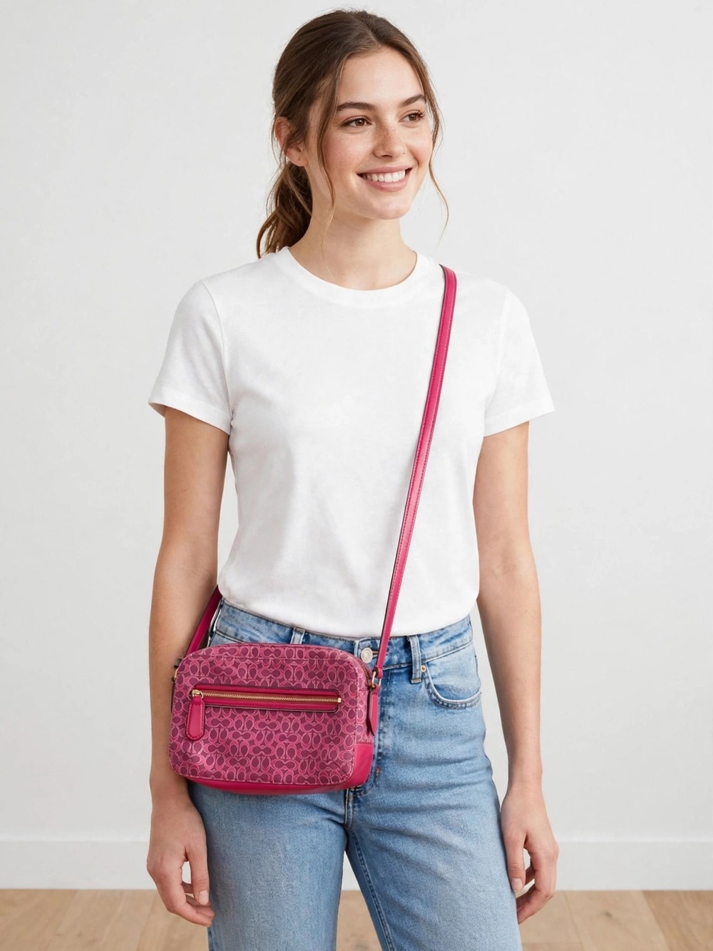 Coach Signature Magenta Crossbody Bag